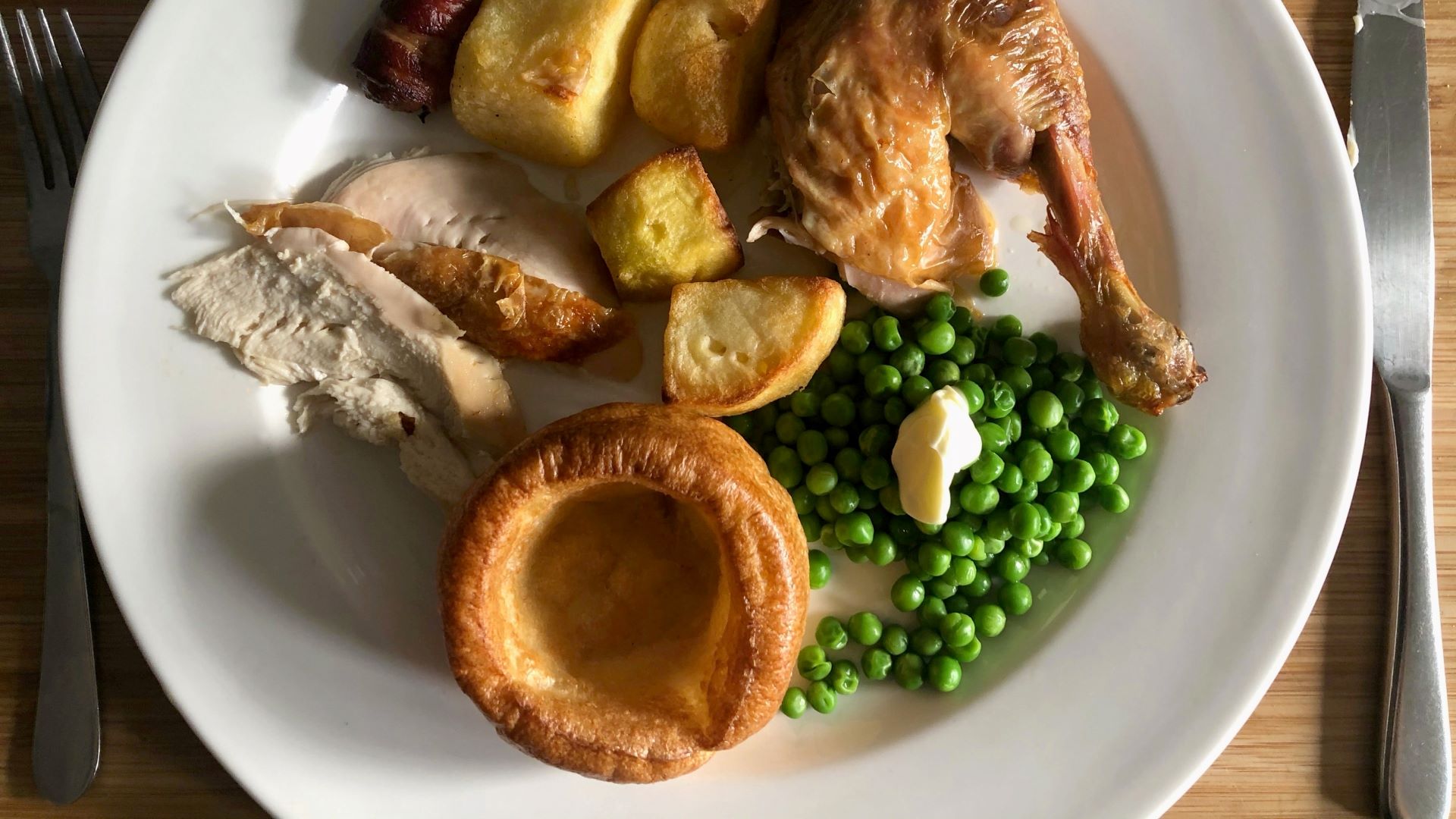 A Christmas dinner including Yorkshire pudding