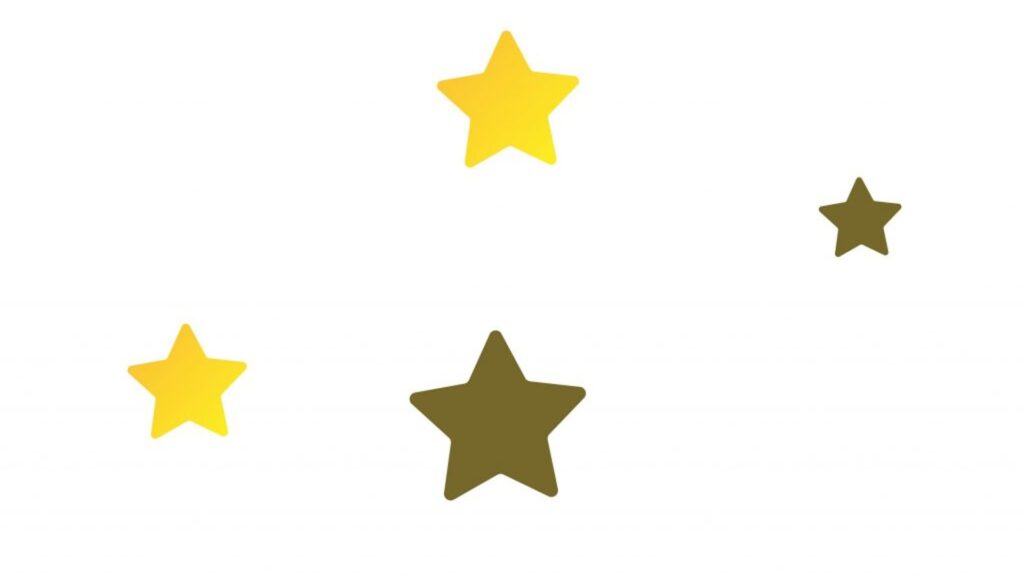 Graphic of two yellow stars and two gold stars