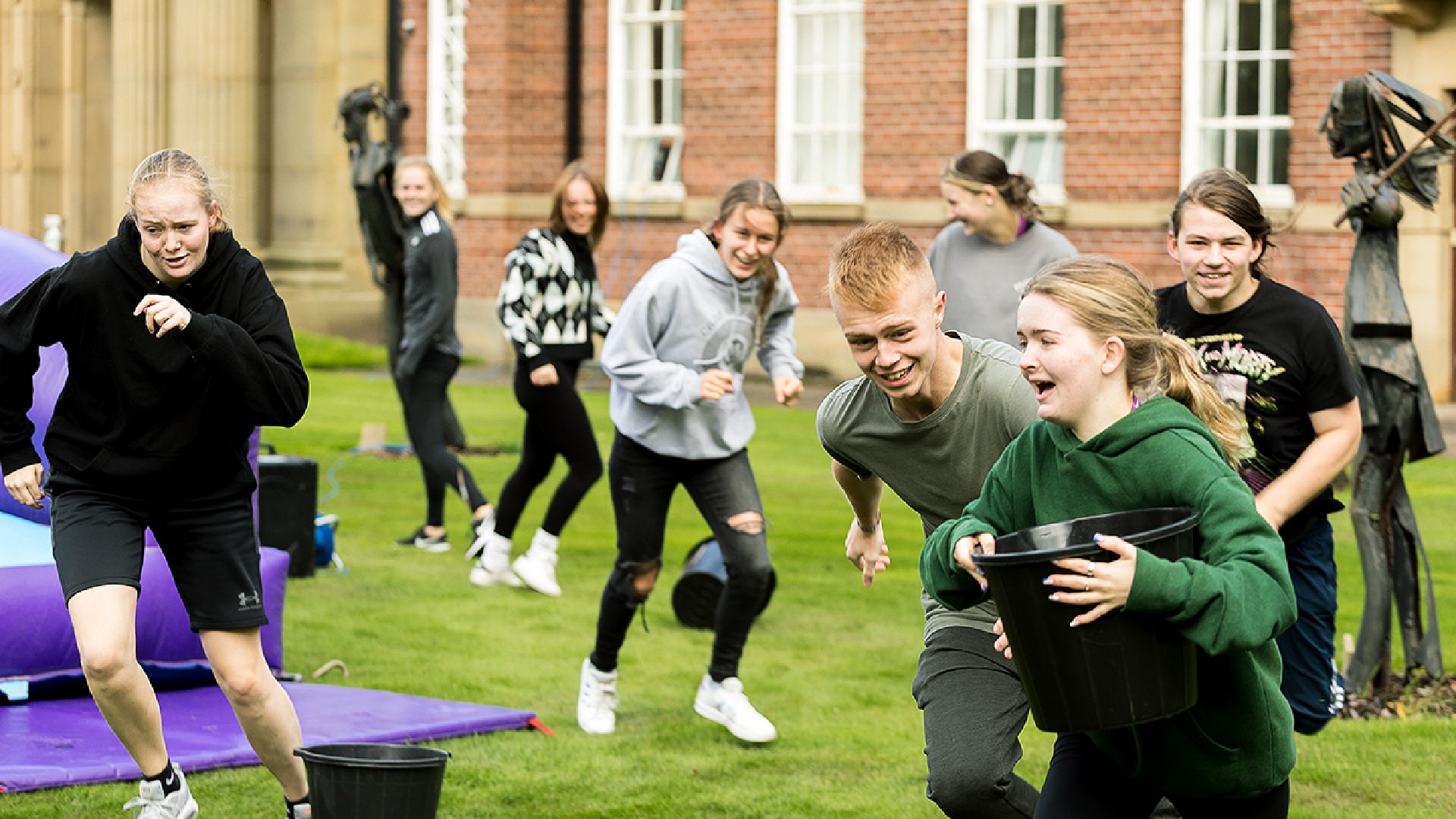 Campus Connectors taking part in run, jump and scramble activity