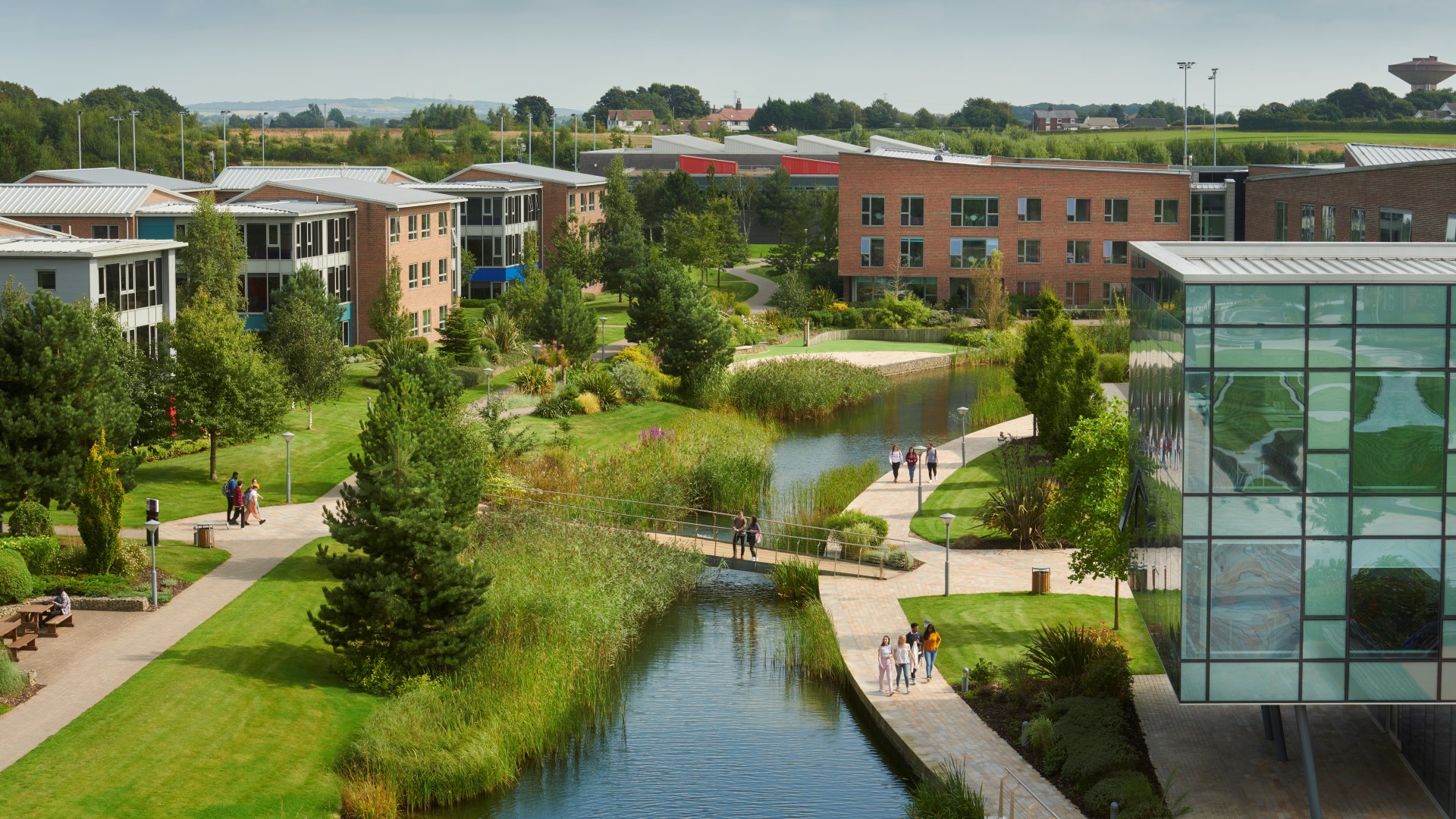 A drone shot of campus at Edge Hill University, which has been awarded a £100,000 grant to continue partnership working with Yaroslav Mudryi National Law University in Ukraine.