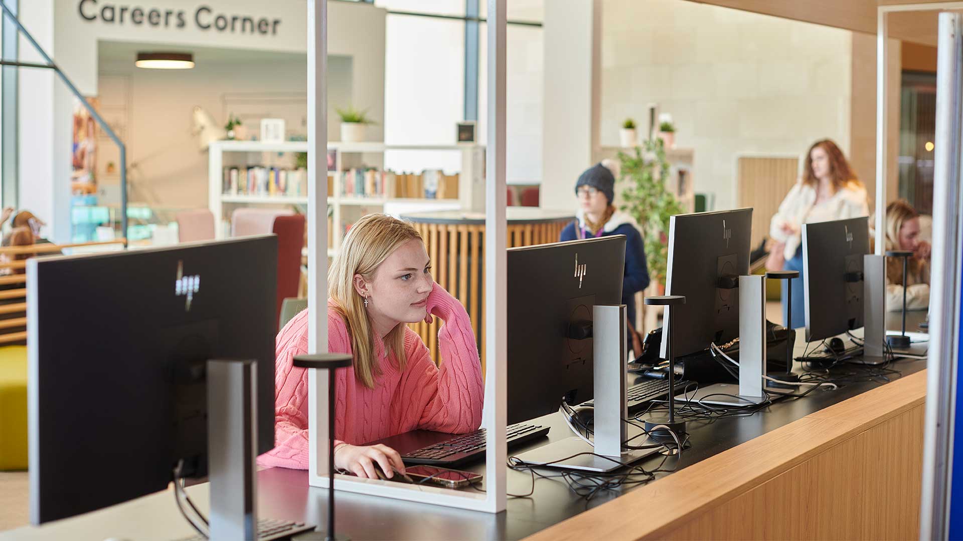 Student in Library at PC