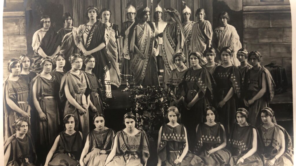 A performance of an unknown Greek play. The photo will be on display as part of an exhibition exploring the history of theatre and performance at Edge Hill University.