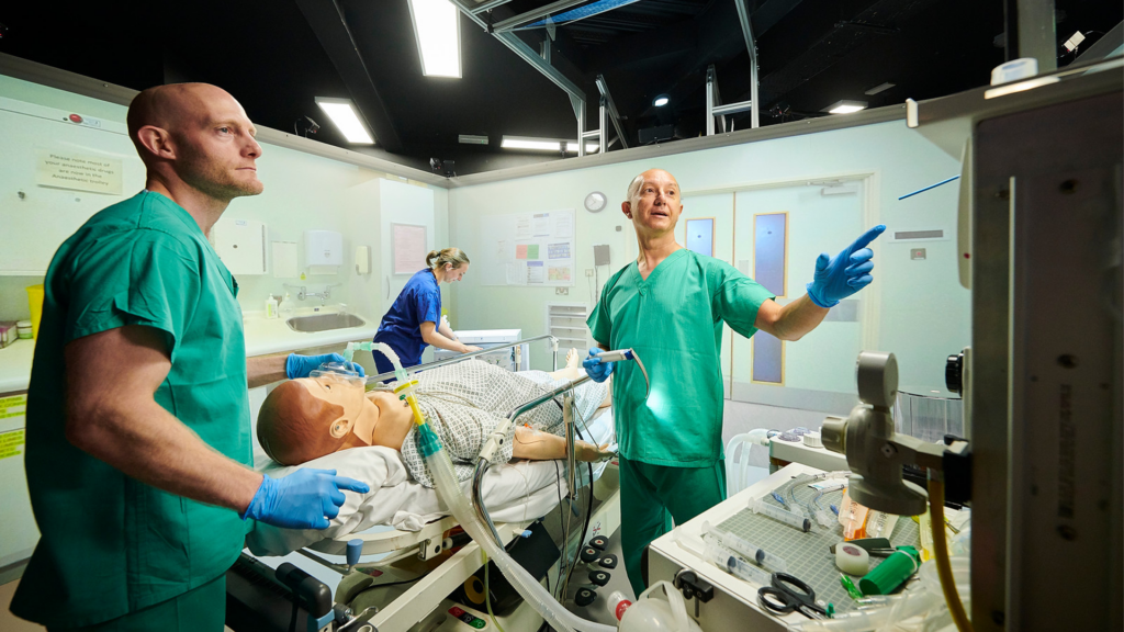 Students practice a ward-based simulation in the Clinical Skills and Simulation Centre.