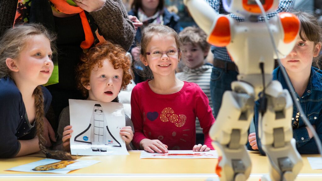 Children at robot museum