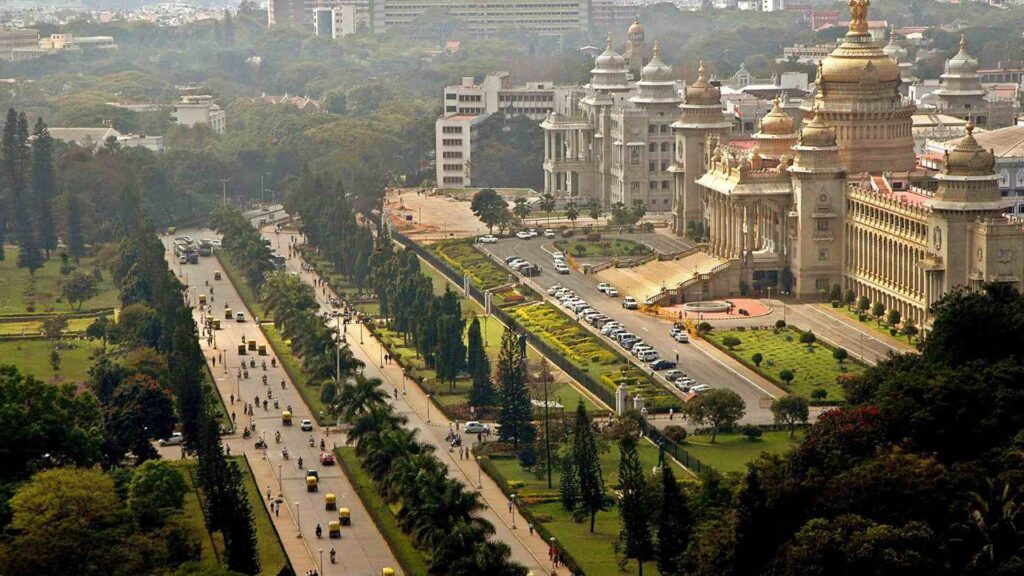 An aerial shot of Bangalore, India,