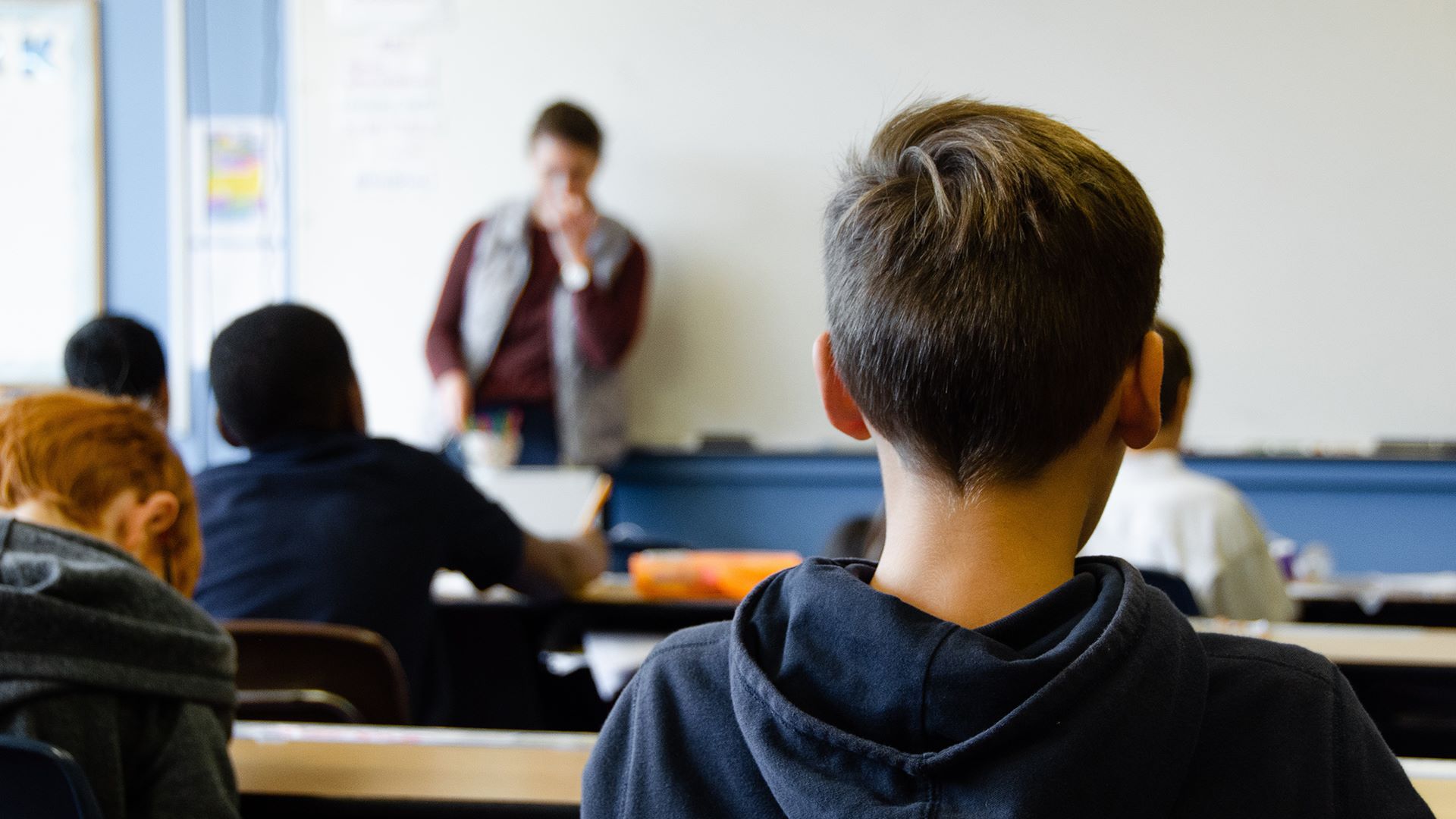 Students in the classroom at school.