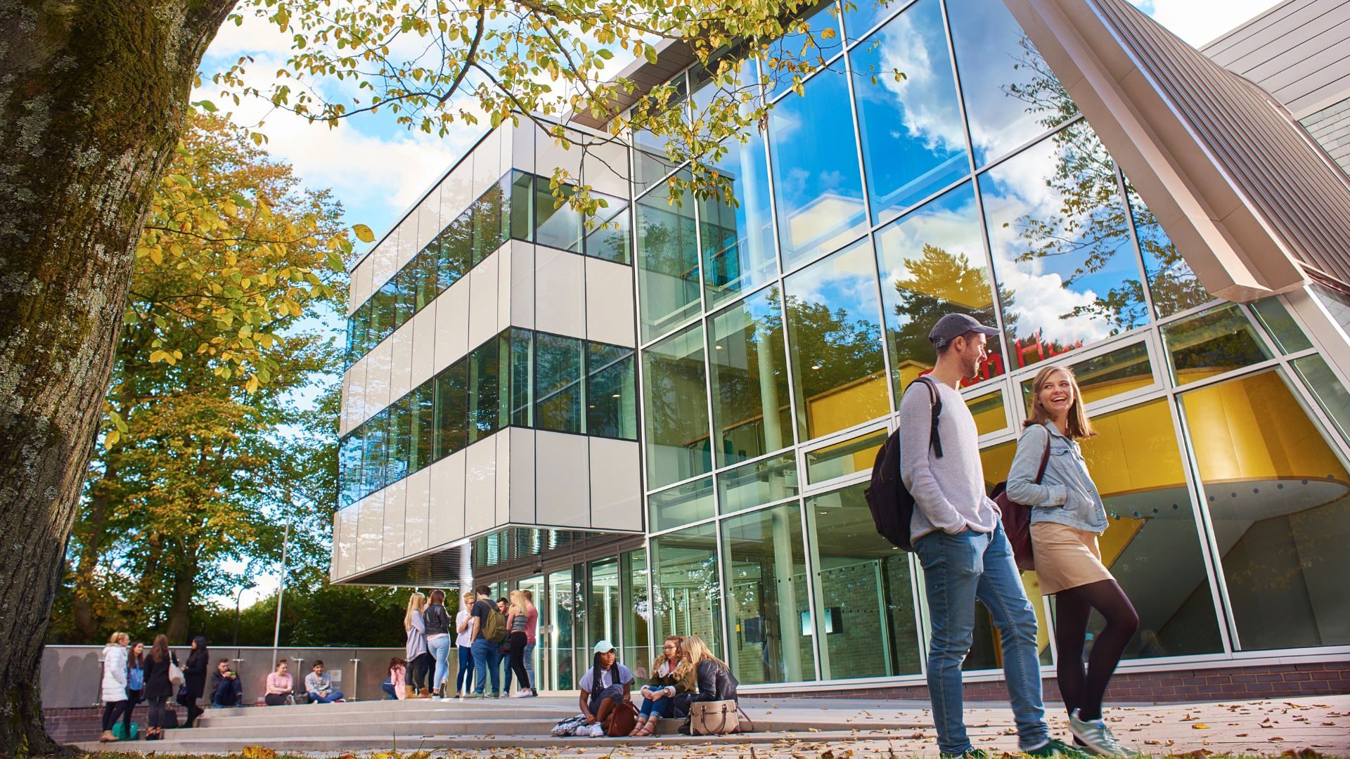 students outside the tech hub