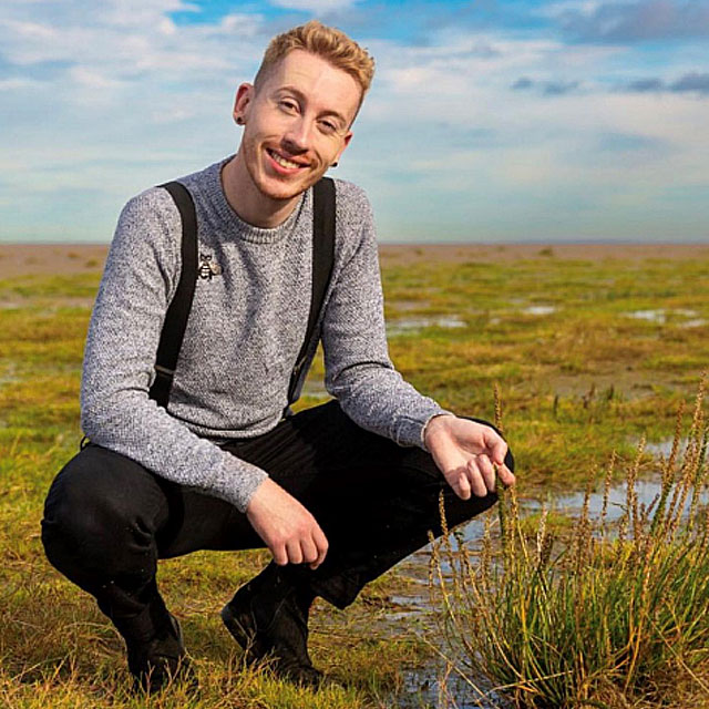 BSc (Hons) Ecology student Joshua Styles in his role as a botanist