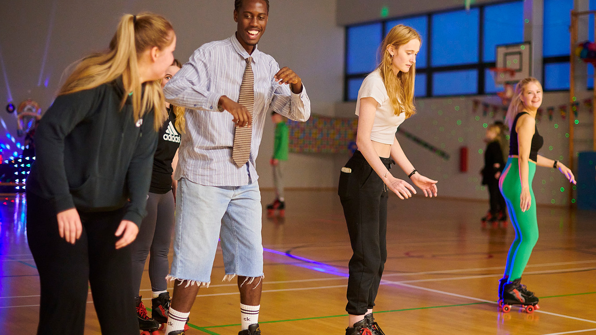 students at roller disco