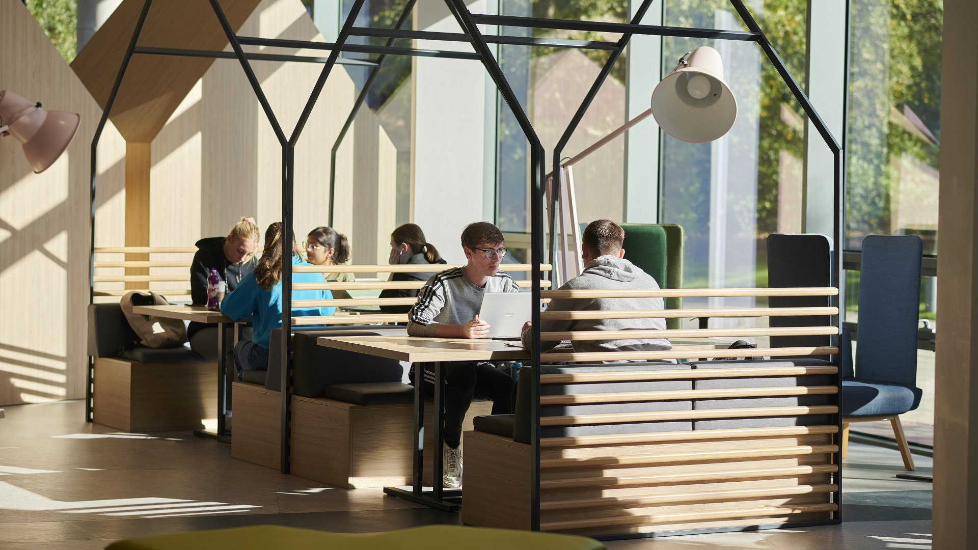 Students sat in Catalyst at Edge Hill University.