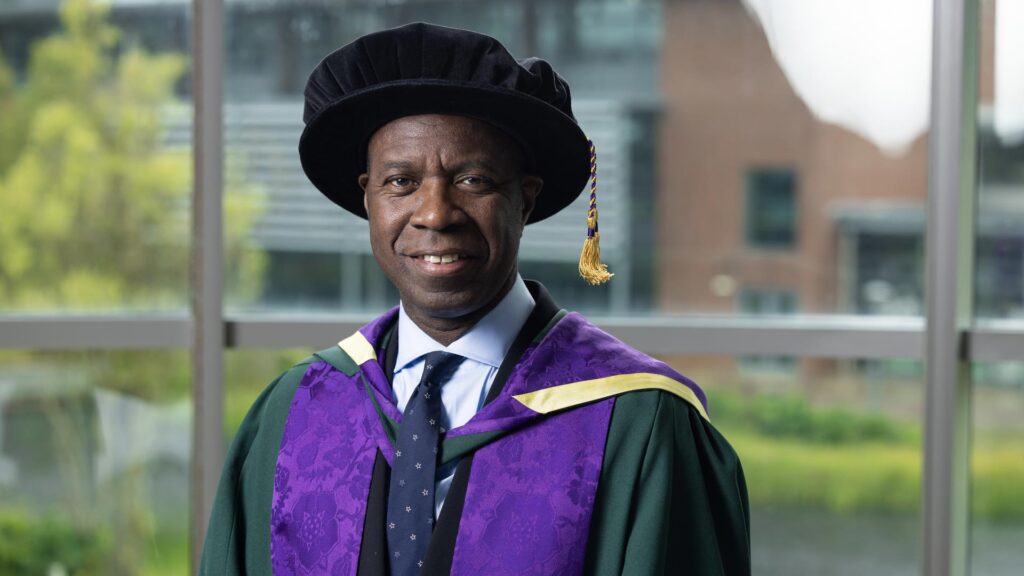 Clive Myrie in honorary graduate robes