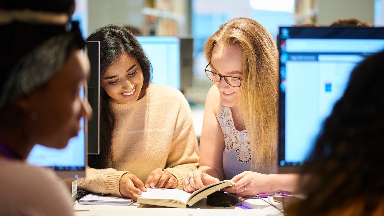 Students at bank of PCs