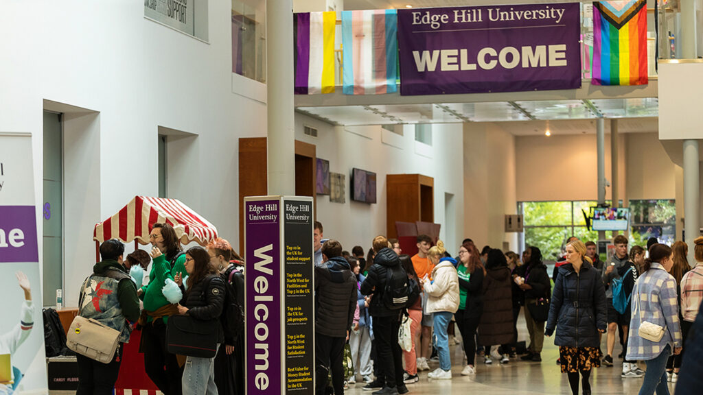 Welcome week events in the Hub on campus.
