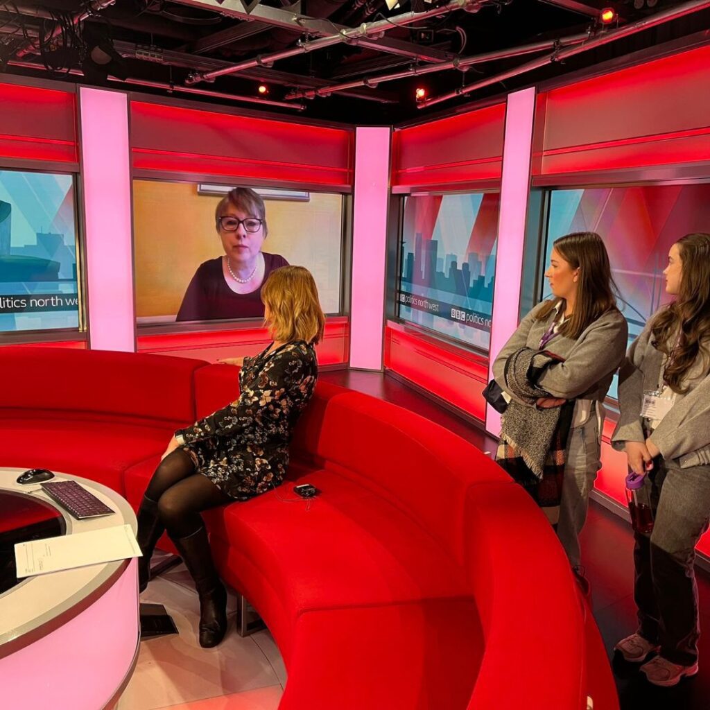 politics students visit bbc studios in mediacity