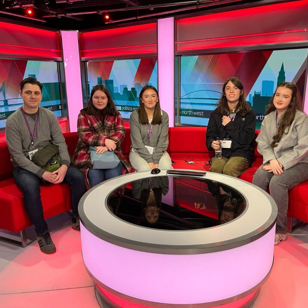 politics students visit bbc studios in mediacity