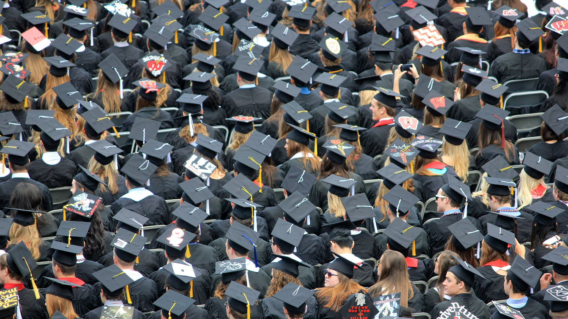 Students at a graduation event.