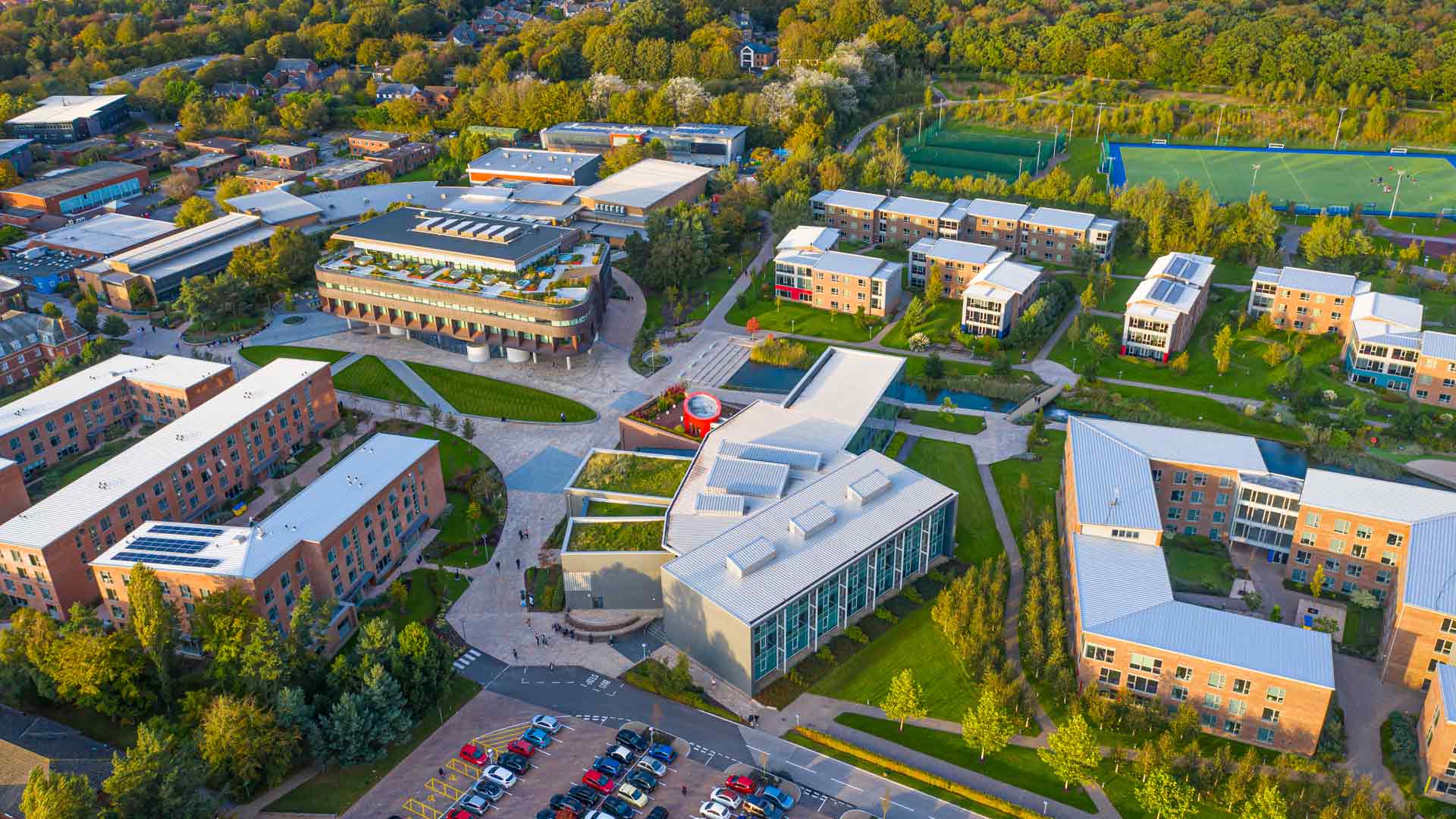an aerial shot of the Edge Hill campus