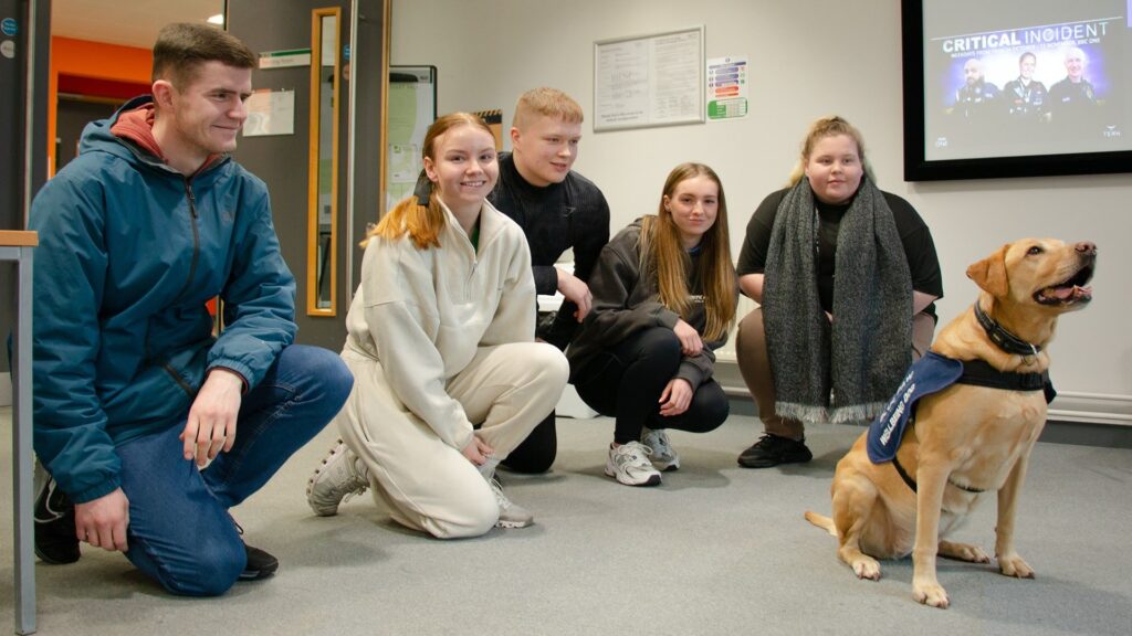 BSC Professional Policing students meet Holly, a well-being dog