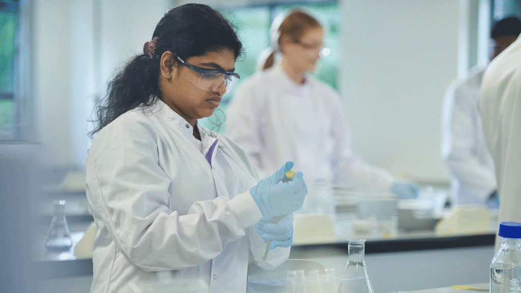 Chemistry students in a laboratory.