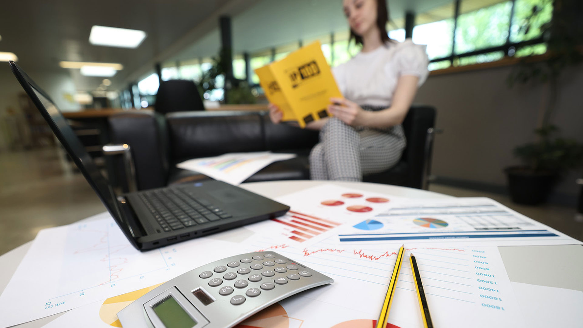 Accounting and Finance student looking at data