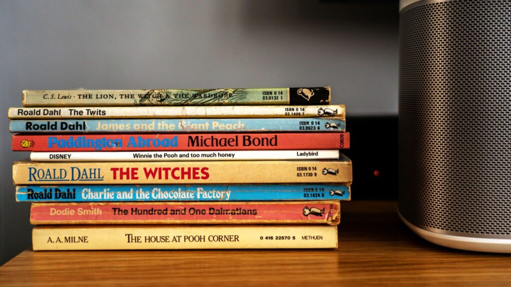 Books including James and the Giant Peach, The Witches and Charlie and the Chocolate Factory, written by Roald Dahl