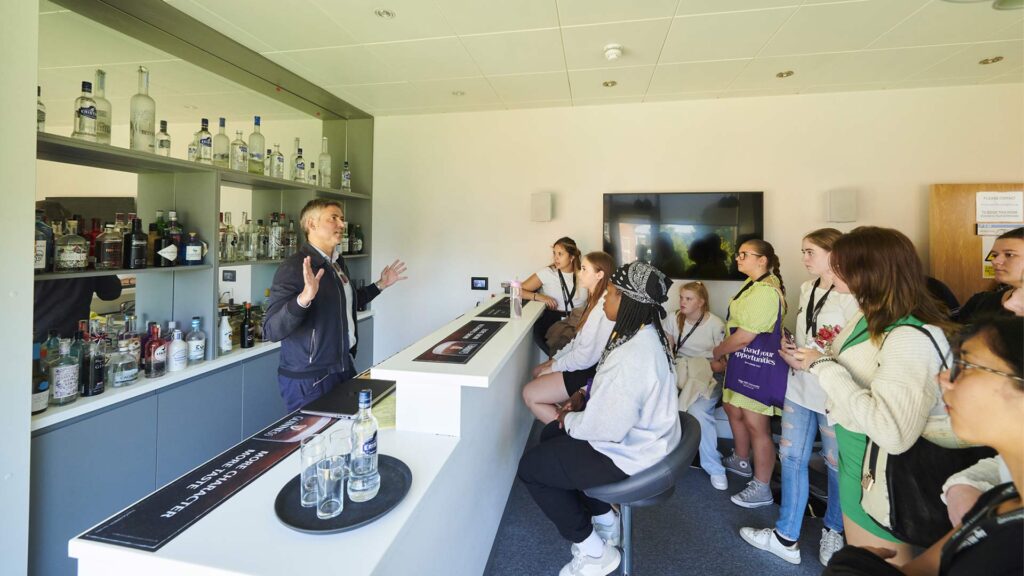 Prospective Psychology students in the on-campus bar simulation laboratory