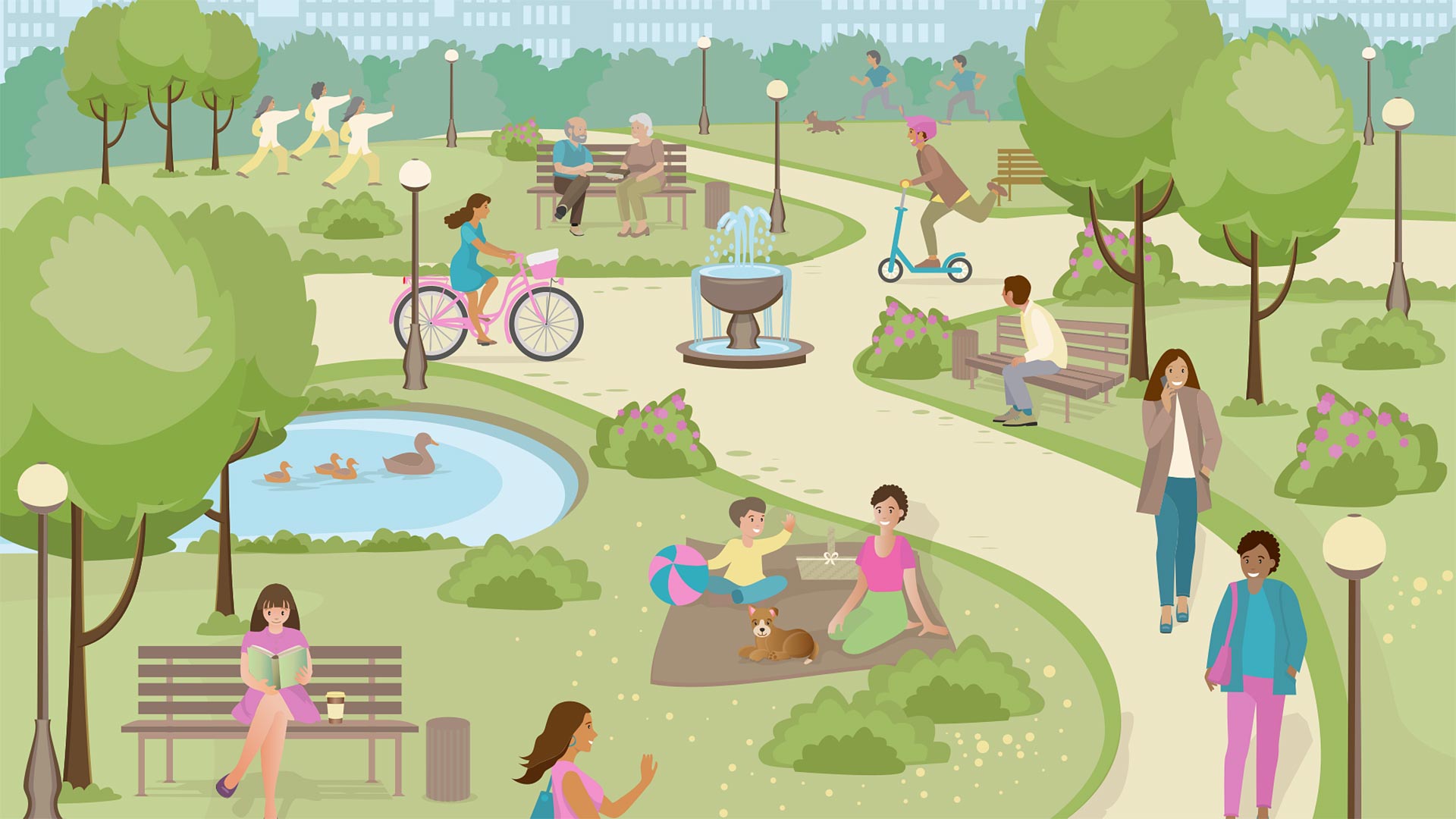 Graphic of people in the park.