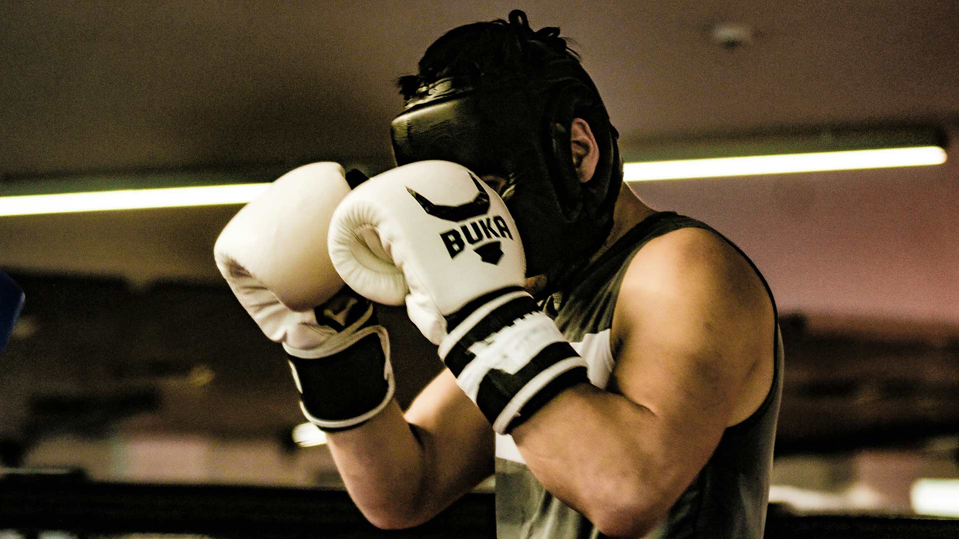 A boxer in training.