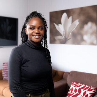 Student stood in the Skills Flat