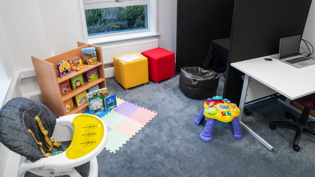 A photo of a children play and learning room