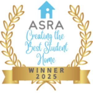 logo saying ASRA creating the best student home, Winner 2025.