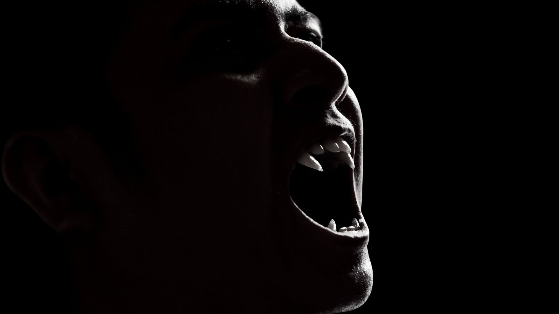 A silhouetted picture of a vampire.
