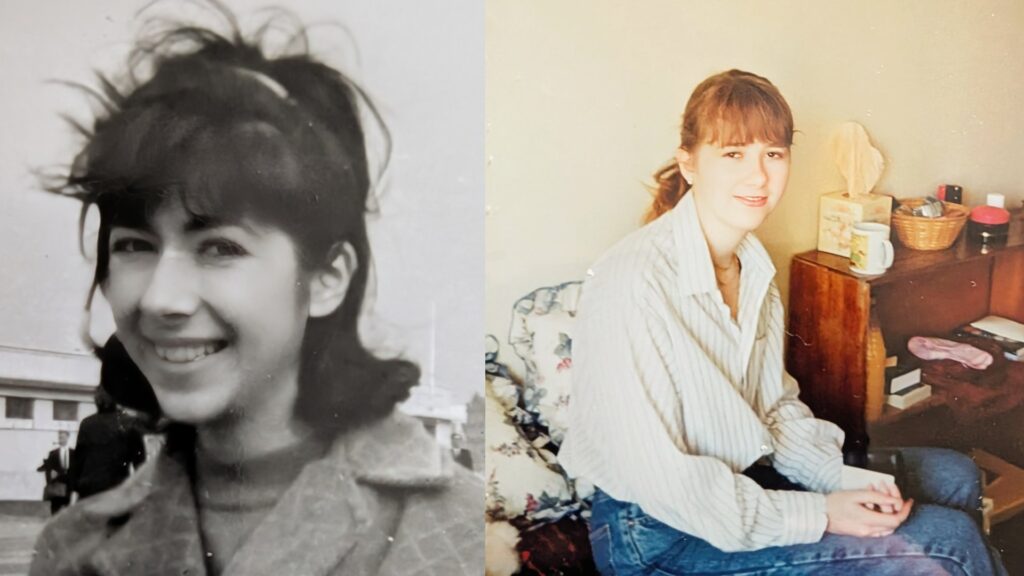 Carol Mills at Edge Hill in 1965 and her daughter, Suzanne Hamilton (nee Ashton) in her room in 1993.