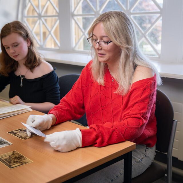 Hollie-Anne Morgan analysing historic artifact