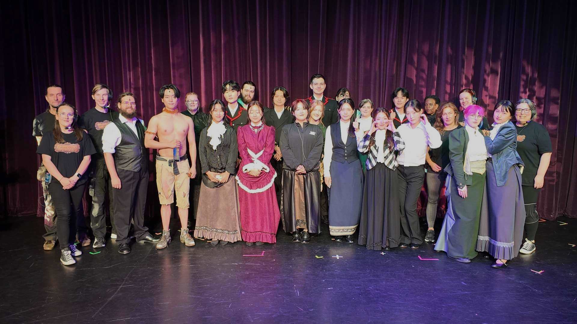 a photo of all the cast and production team for Frankenstein the musical.