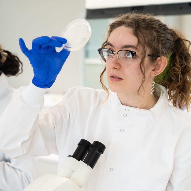 Biology student in a lab