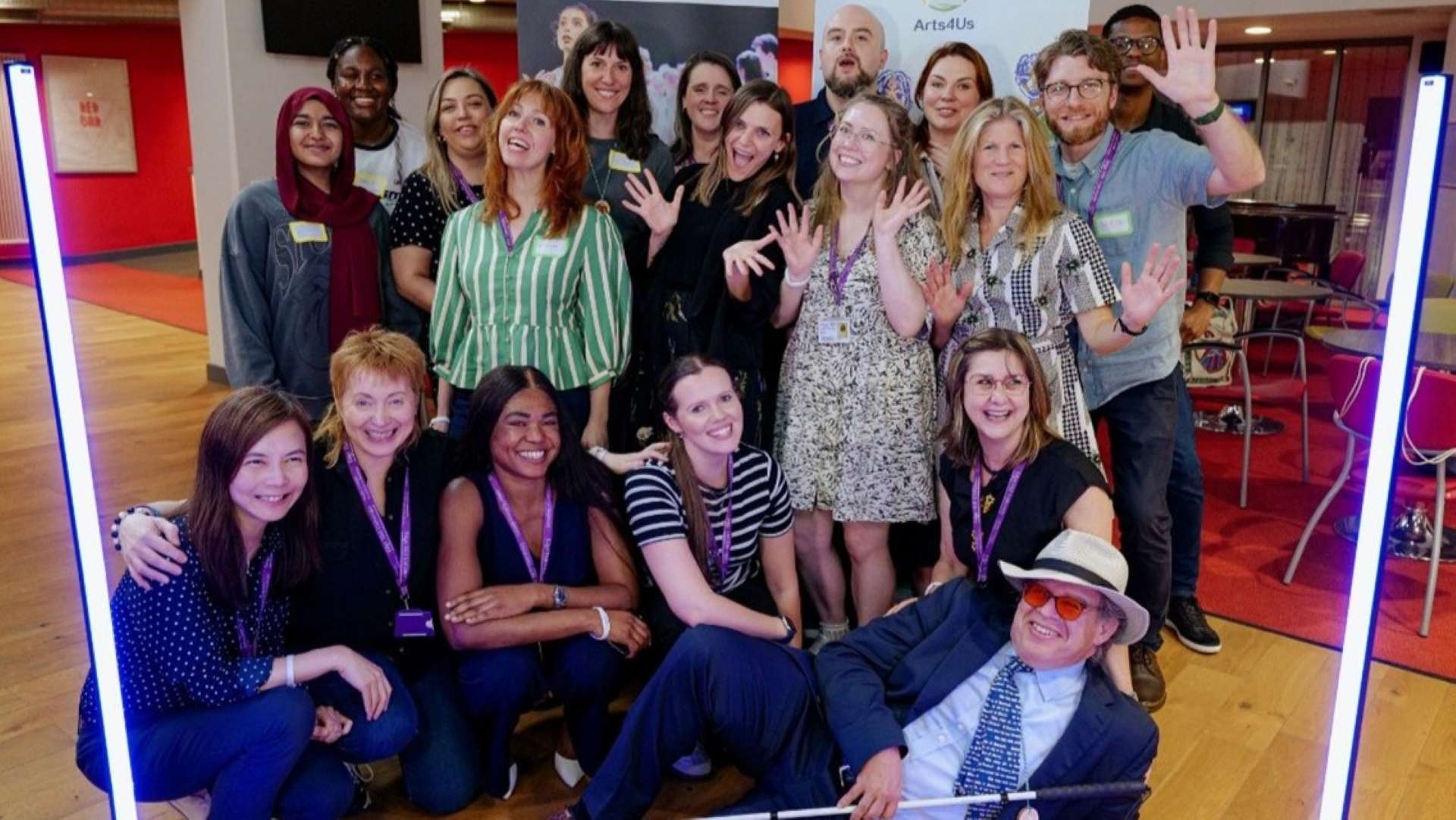 group of people taking a photo after an event at Edge Hill arts centre
