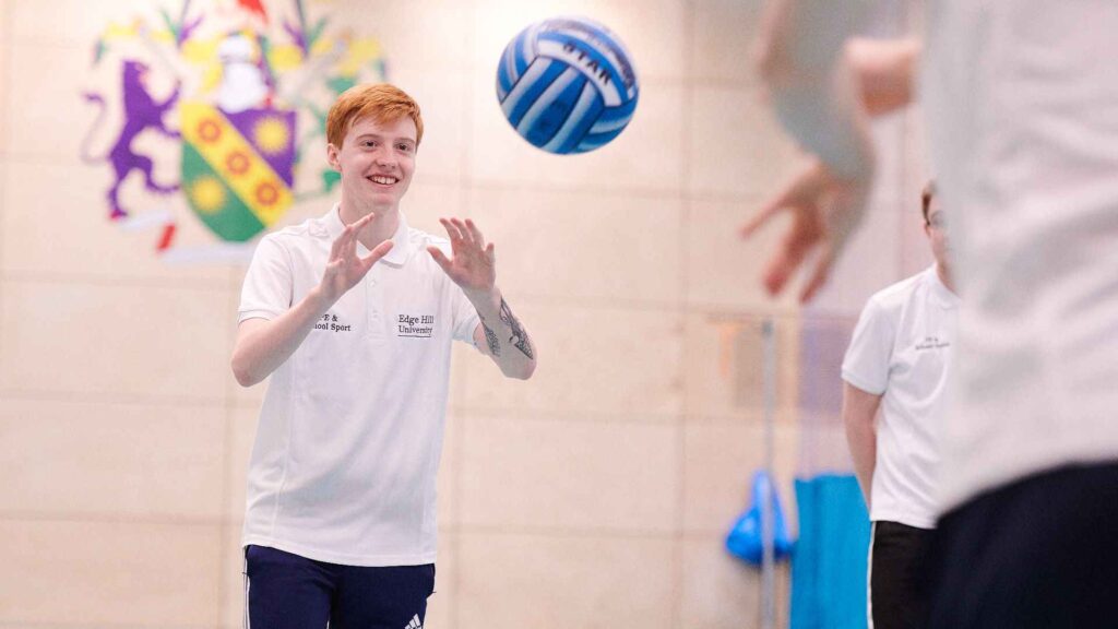 Student catching a ball