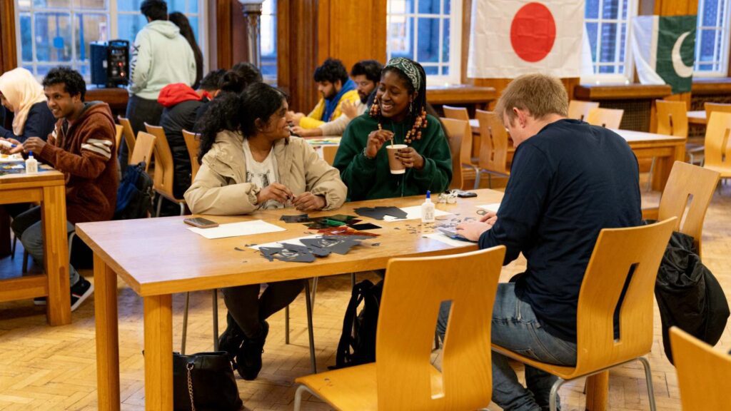 International students at the global cafe