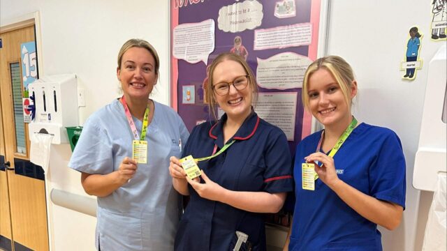 photos of three nurses with their scrubs on holding ISupport checklist