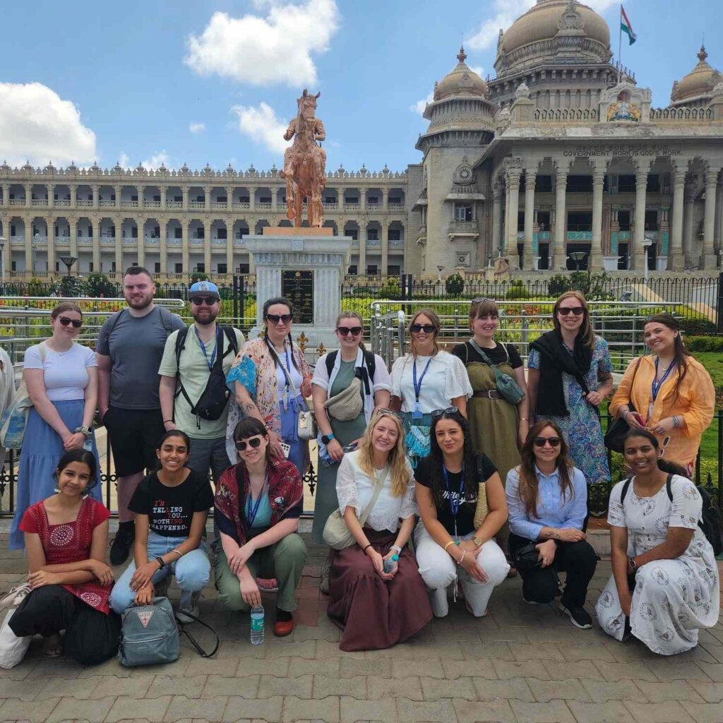 Edge Hill Students outside Bangalore Government buildings.