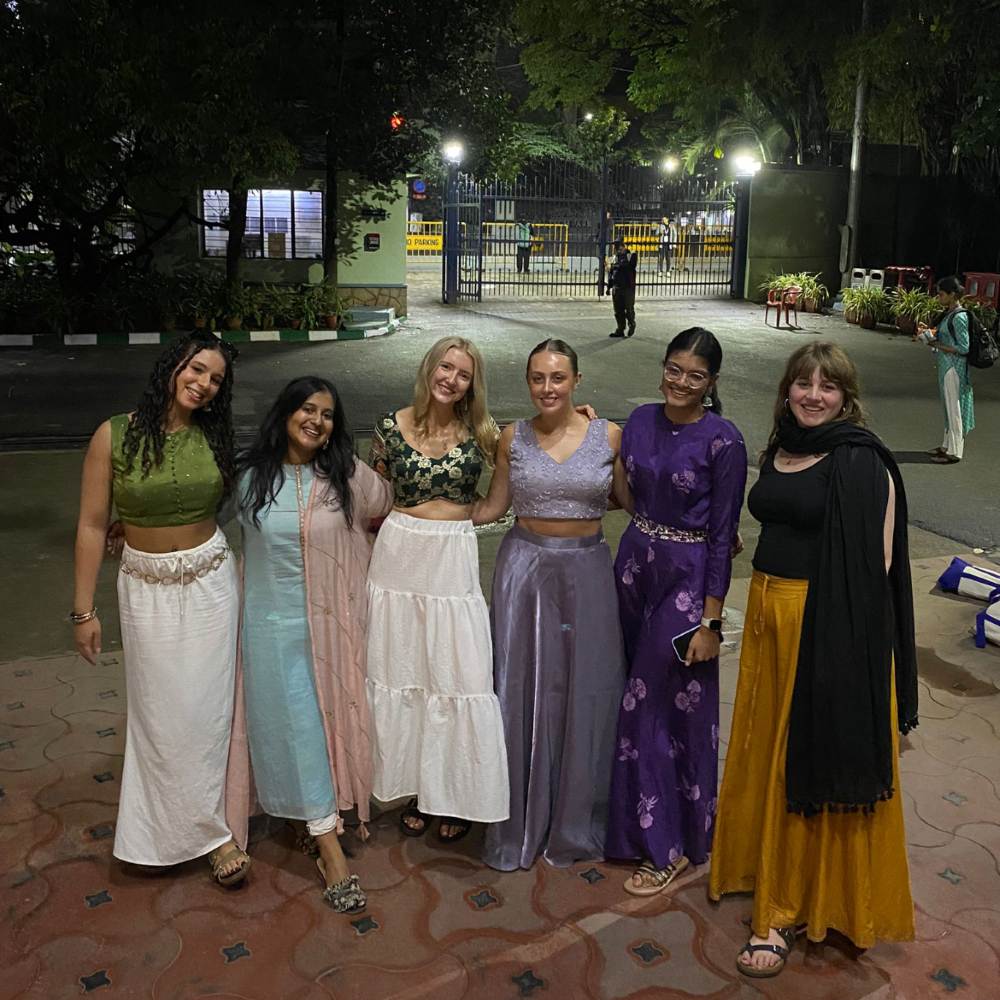 Edge Hill Students in Bangalore in traditional Indian dress.