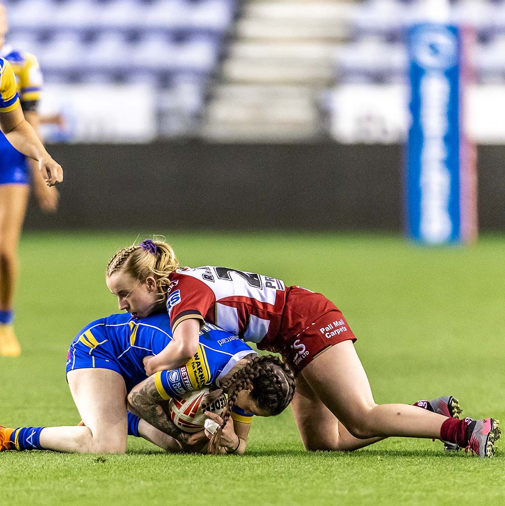 Ruby Hunter makes a tackle.