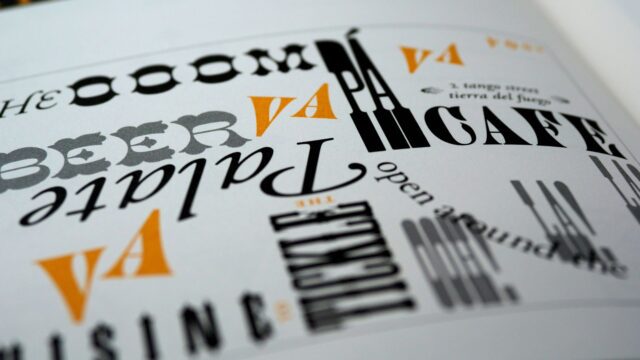 loads of different fonts in different sizes and a few colours on a piece of paper.