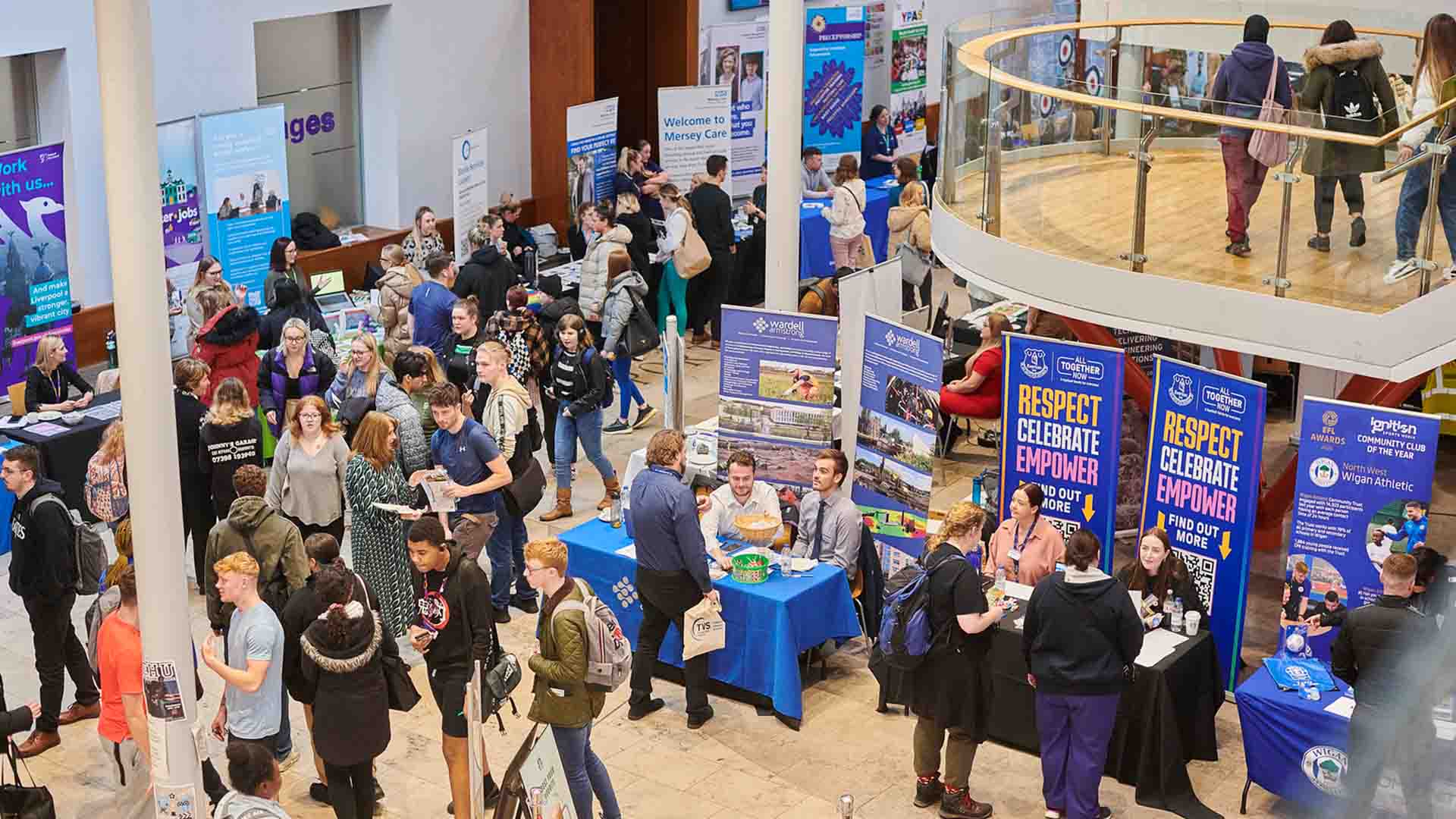 An image of a previous Edge Hill Careers Fair based in the Hub.