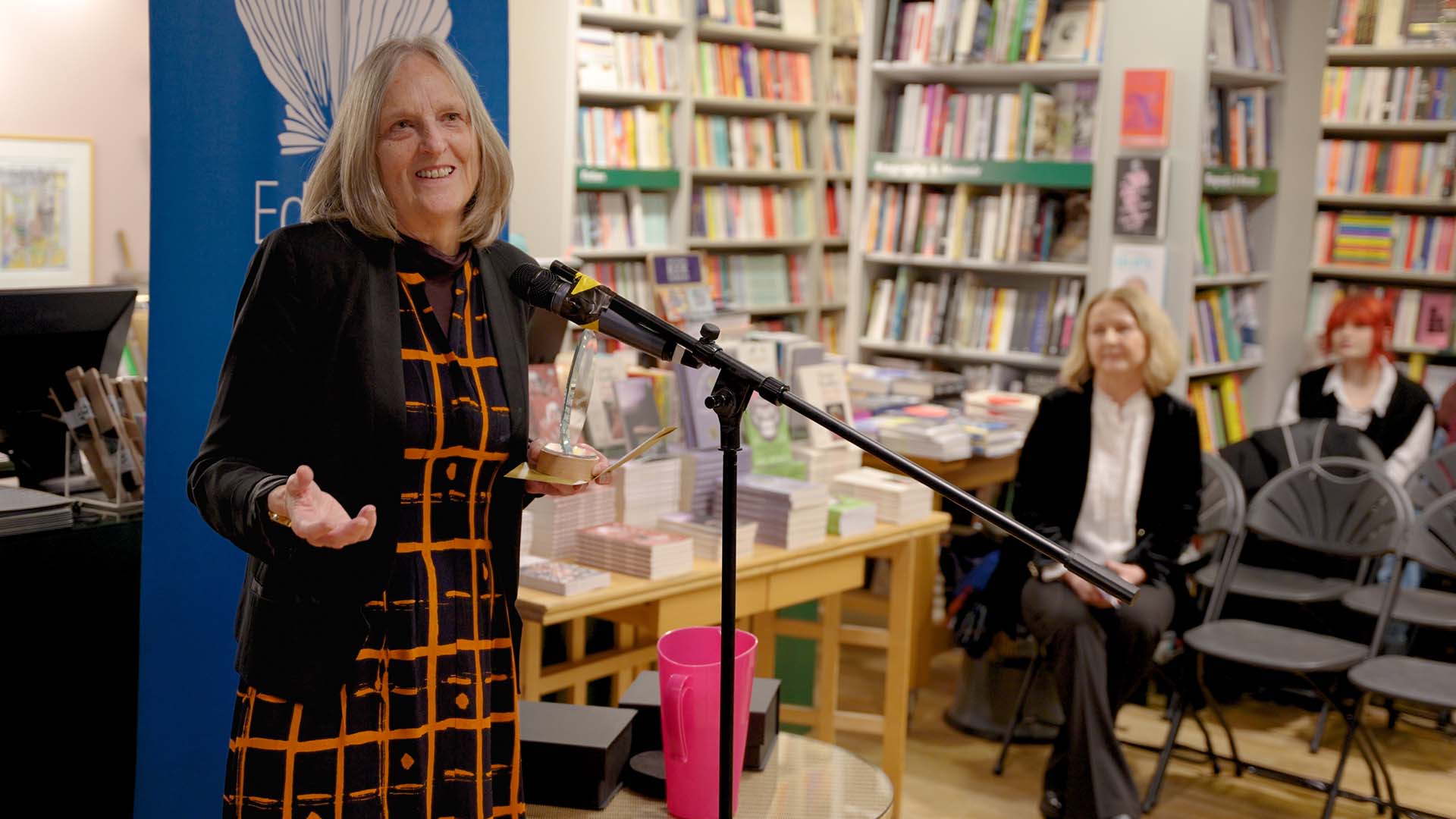 An image of author Tessa Hadley giving a reading