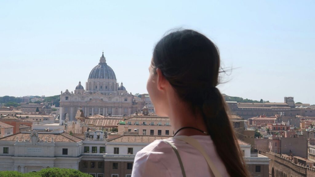 Student looking out over Rome