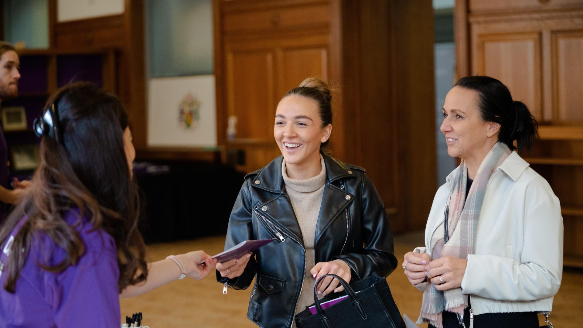 A student and their supporter on an Open Day.
