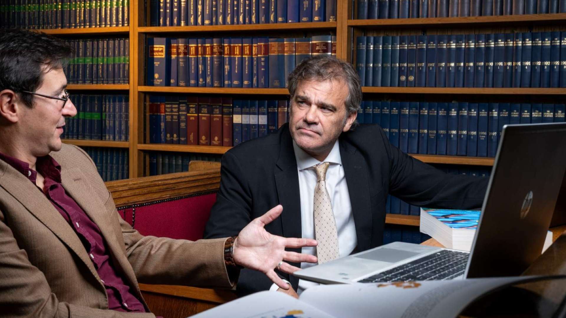 Andrea Cattaneo and Richard Parrish discussing their research