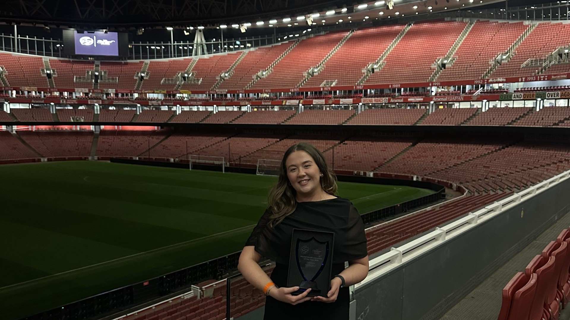 Georgia Warrington stood in a stadium.